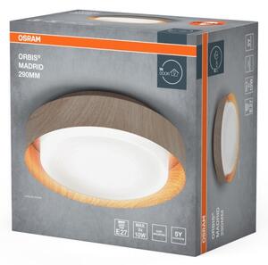 Osram - таванен плафон ORBIS MADRID 2xE27/10W/230V, Ø 29 см, дървесен декор