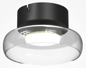 Maytoni LED таванна лампа FLOAT, прозрачна/черна, Ø 20 см, стъкло/метал, Затъмняване, Прозрачен, Дневна/трапезария, Стъкло, Модерен