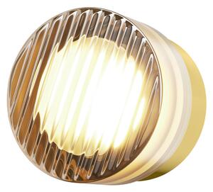 Maytoni LED стенна лампа OLO, месинг/кехлибар с текстура, Ø 13 см CCT, Злато / месинг, Дневна/трапезария, Стъкло, Модерен
