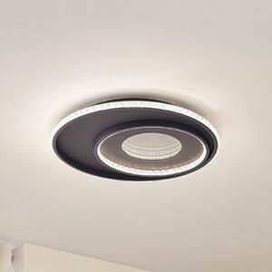 Lindby LED плафон Inessa, Ø 51 cm, черен, CCT, с регулиране на яркостта, Затъмняване, Черен, Дневна/трапезария, Метал, Модерен