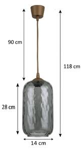 Brilagi - LED полилей на кабел R GLASS 1xE27/60W/230V, Ø 14 см, кафяв/димчато-сив