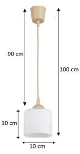 Brilagi - LED полилей на кабел RETRO GLASS 1xE27/60W/230V Ø 10 cm бежов/бял