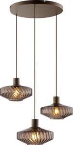 Brilliant - Висящ полилей на кабел LYN 3xE27/20W/230V, диаметър 69 см, кафяв/опушено-кафяв