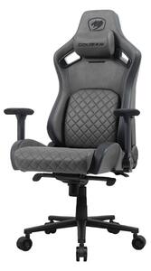 Геймърски стол Cougar Gaming Defensor S Jet Gray F, до 150kg, Class 4 газов амортисьор, 4D регулируеми подлакътници, лумбална опора, заден джоб, сив