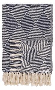 Синьо одеяло от рециклиран памук 130x180 cm Izmir – House Nordic