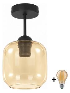 BRILAGI - LED плафон R GLASS 1xE27/60W/230V Ø 14 см черен/опушен бежов