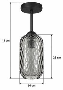 BRILAGI - LED плафон R GLASS 1xE27/60W/230V Ø 14 cm черен/димчато сив