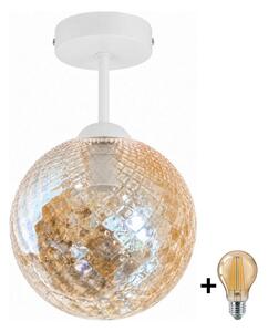 BRILAGI - LED повърхностно монтиран полилей R GLASS 1xE27/60W/230V Ø 17 см бял/димчато-бежов