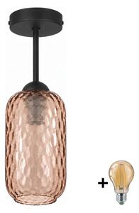BRILAGI - LED плафон R GLASS 1xE27/60W/230V Ø 14 см черен/димчато кафяв