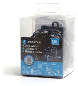 Aigostar LED външен коледен гирлянд 150 LED, 8 функции, 15,3 м, IP44, студена бя