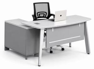 Комплект Velaris & FlexiPro – Бюро със страничен шкаф и ергономичен офис стол с мрежеста облегалка