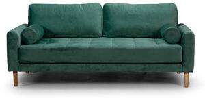 Двуместен диван Midcentury в тъмнозелено кадифе, 180/93/66 см