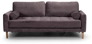 Двуместен диван Midcentury в кафяво кадифе, 180/93/66 см