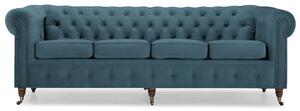 Диван Chesterfield в цвят тюркоаз, четириместен 238х86х80 см