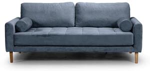 Двуместен диван Midcentury в светлосиво кадифе, 180/93/66 см