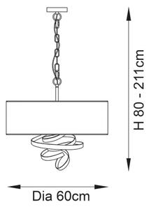 Endon 95268 - Полилей с верига 3xE14/6W/230V Ø 60 см бял/месинг