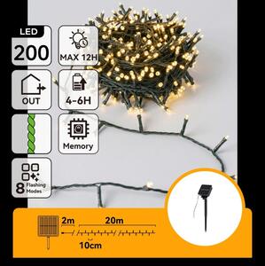 Aigostar - Соларен LED коледен гирлянд, 200 LED, 8 режима, 22 m, IP65, топла бяла, 800 mAh