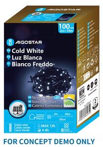 Aigostar - Соларна LED коледна гирлянда 200xLED/8 функции 22 м IP65 студено бяло 800 mAh