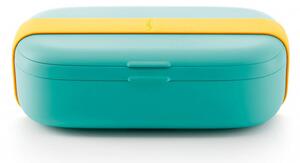 Кутия за храна Lekue On The Go 1010236, 500 мл, Херметично затваряне, Отделение за прибори, Клапан за микровълнова, Тюркоаз