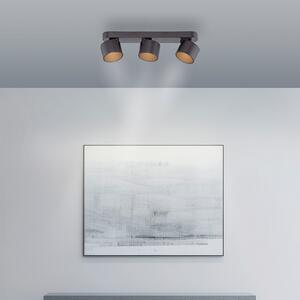 PURE LED тавански спот Cup, черен, дължина 56 cm, метал 3-крилен., Затъмняване, Черен, Дневна/трапезария, Метал, Модерен