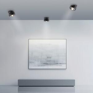 PURE LED тавански спот Move, черен, Ø 12 cm, метал/стъкло, Затъмняване, Черен, Дневна/трапезария, Метал, Модерен