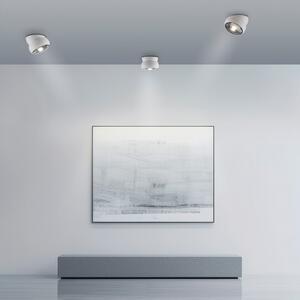 PURE LED тавански спот Move, бял, Ø 12 cm, метал/стъкло, Затъмняване, Бял, Дневна/трапезария, Метал, Модерен