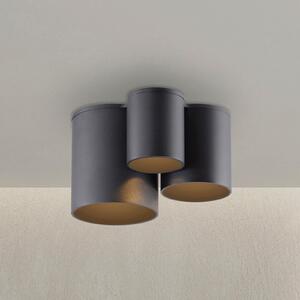PURE LED лампа за баня Point, черна, дължина 18 cm, 3-крилна., Затъмняване, Черен, Баня, Метал, Модерен