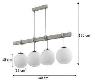 Brilagi - Полилей на кабел WOOD GLASS 4xE27/60W/230V сосна/сива/бяла