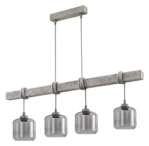 Brilagi - Полилей на кабел WOOD GLASS 4xE27/60W/230V бор/сив/димно сиво