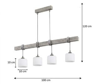 Brilagi - Полилей на кабел WOOD GLASS 4xE27/60W/230V бор/сив/бял
