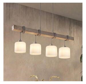 Brilagi - Полилей на кабел WOOD GLASS 4xE27/60W/230V бор/сив/бял