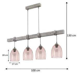 Brilagi - Полилей на кабел WOOD GLASS 4xE27/60W/230V бор/сив/димчато бежово