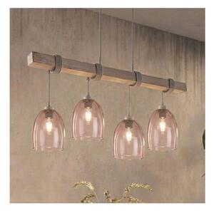 Brilagi - Полилей на кабел WOOD GLASS 4xE27/60W/230V бор/сив/димчато бежово