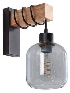 Brilagi - Стенно осветително тяло WOOD GLASS 1xE27/60W/230V бор/черен/димчато сив