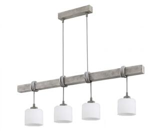 Brilagi - Полилей на кабел WOOD GLASS 4xE27/60W/230V бор/сив/бял
