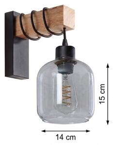 Brilagi - Стенно осветително тяло WOOD GLASS 1xE27/60W/230V бор/черен/димчато сив