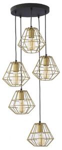 Полилей на кабел DIAMOND 5xE27/15W/230V черен/златен