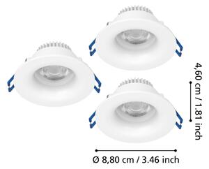 Eglo 902272 - комплект 3x LED вградени осветителни тела за баня SALABATE LED/4,9W/230V Ø8,8cm IP65 бели