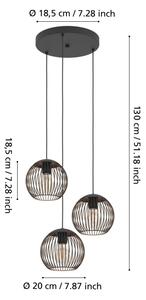 Eglo 901871 - Висяща лампа на кабел ALMANZORA 3xE27/60W/230V черна