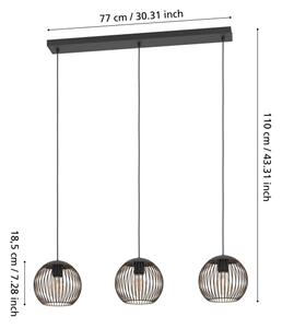 Eglo 901869 - Полилей на кабел ALMANZORA 3xE27/60W/230V черен