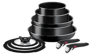 Tefal - Комплект готварски съдове 10 бр. INGENIO EASY COOK & CLEAN BLACK