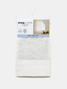 Sinsay - Перде с декоративна бродерия на листа - бял