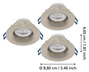 Eglo 902276 - Комплект 3xLED таванни осветителни тела за баня SALABATE LED/4,9W/230V Ø8,8cm IP65 хром