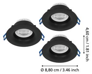 Eglo 902274 комплект 3x LED сферично плафонно осветително тяло SALABATE LED/4,9 W/230 V Ø 8,8 см IP65 черно