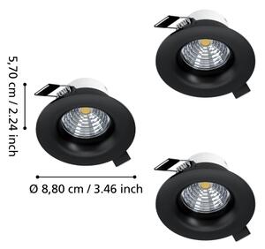 Eglo 902278 - комплект 3xLED димируемо вградено таванно осветително тяло SALICETO LED/4,8W/230V Ø8,8cm черно