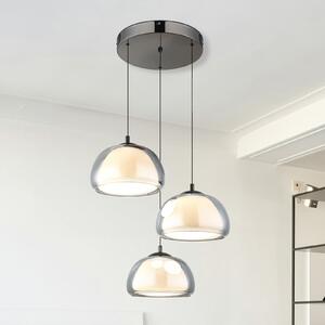 Globo LED висяща лампа Avila, димно сиво/черно, стъкло, CCT, с регулиране на яркостта, Затъмняване, Сив, Дневна/трапезария, Стъкло