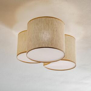 TK Lighting Таванска лампа Mona Nature, 3-крила, лен натурален, Затъмняване, Дневна/трапезария, Плат / текстил, Модерен