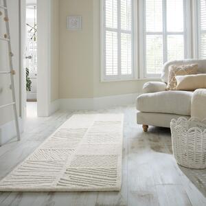 Covor traversa Sculptured Blocks Alb 80x230 cm