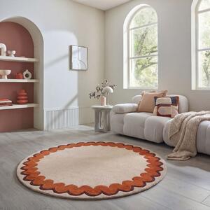 Covor rotund Wiggle Wool Portocaliu 160x160 cm