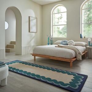 Covor traversa Wiggle Wool Turcoaz 80x230 cm